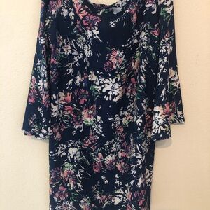 Floral Print Dress with 3/4 Sleeves